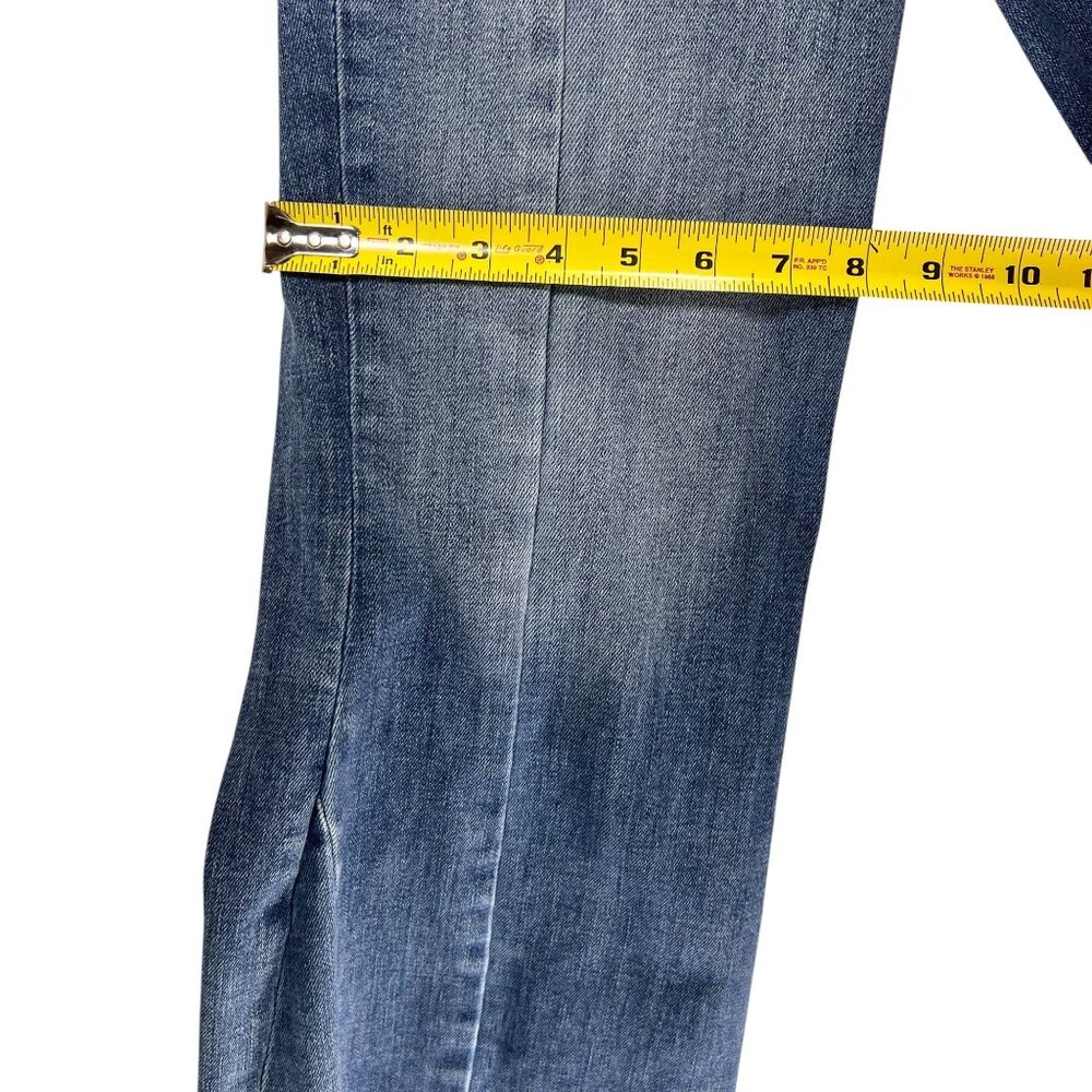 Edgely Flared Jeans High Rise Flare 12 Blue Denim Raw Hem Hippie Boho Stretch - Picture 13 of 14
